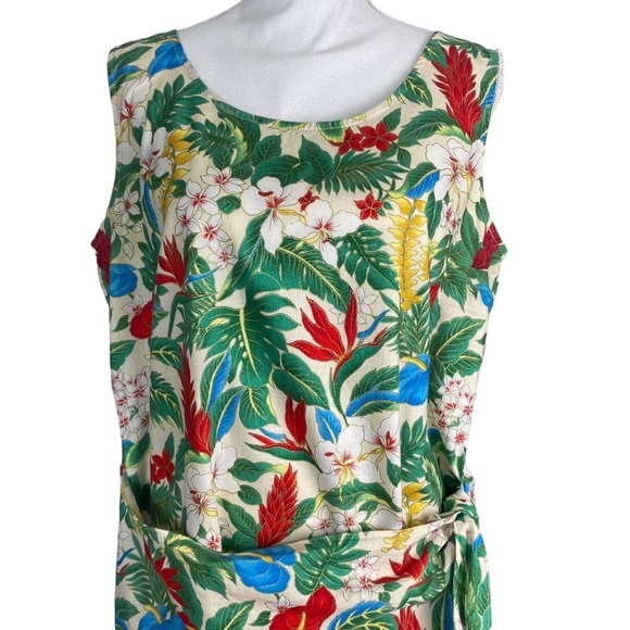 Vintage Hilo Hattie Dress Size Large Hawaiian Faux Wrap Tropical Red Blue Green - Picture 8 of 11